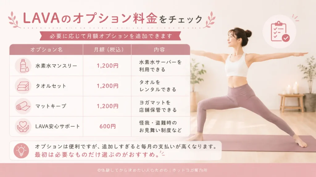 LAVAのオプション料金をチェック